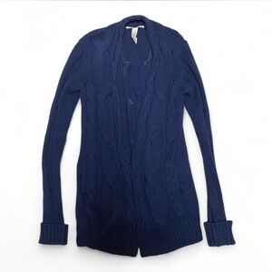 Lucky Brand Y2K Navy Blue Cable Knit Cardigan Sweater
